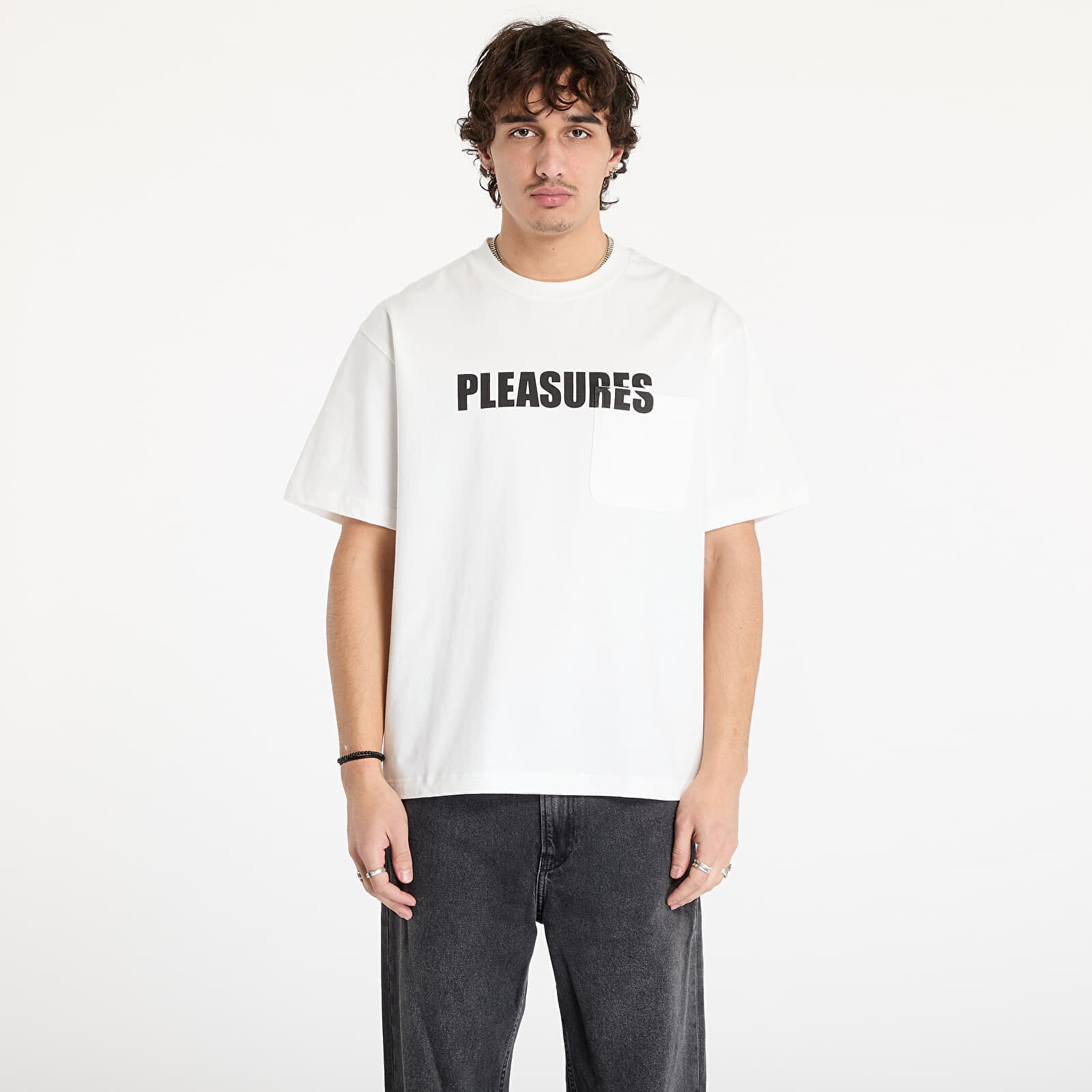 Tričko PLEASURES Impact Pocket Heavyweight Shirt White M
