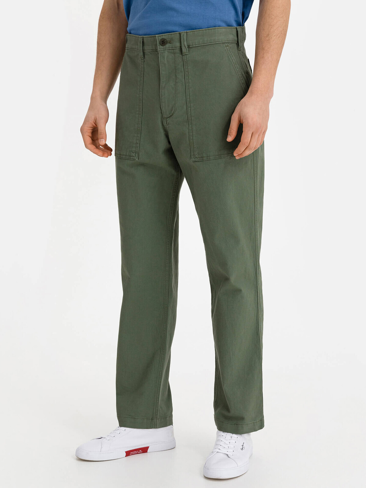 Nohavice utility pants in straight fit with GapFlex Zelená