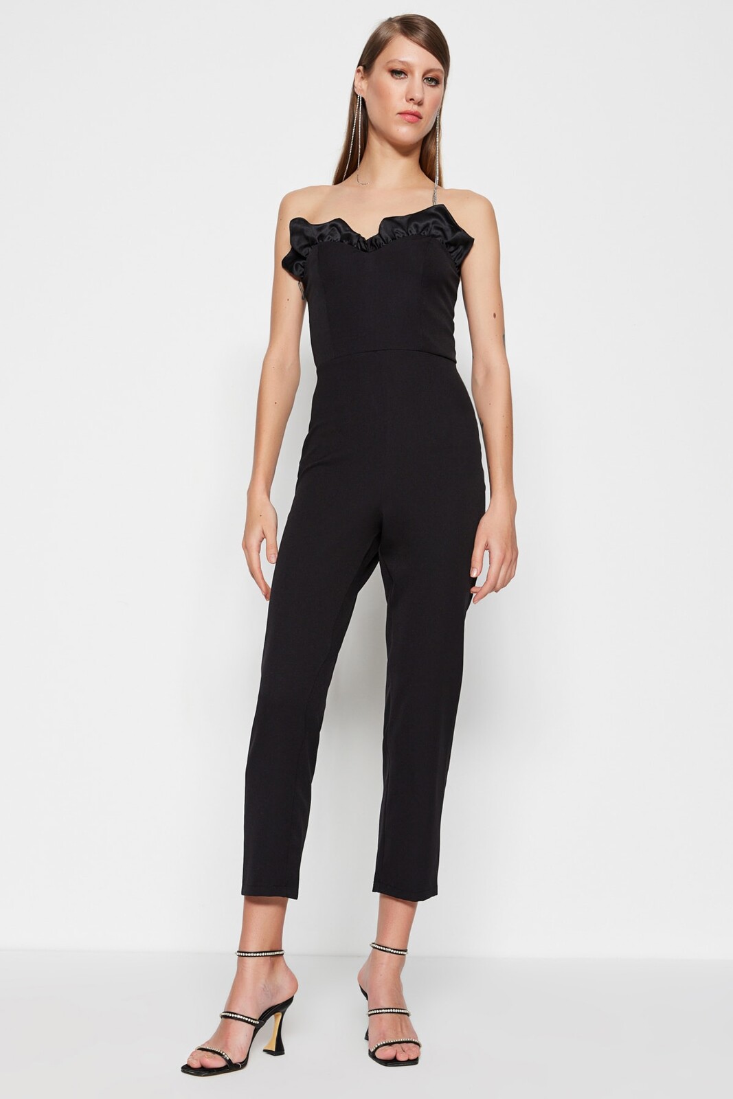 Trendyol čierne tkané overaly