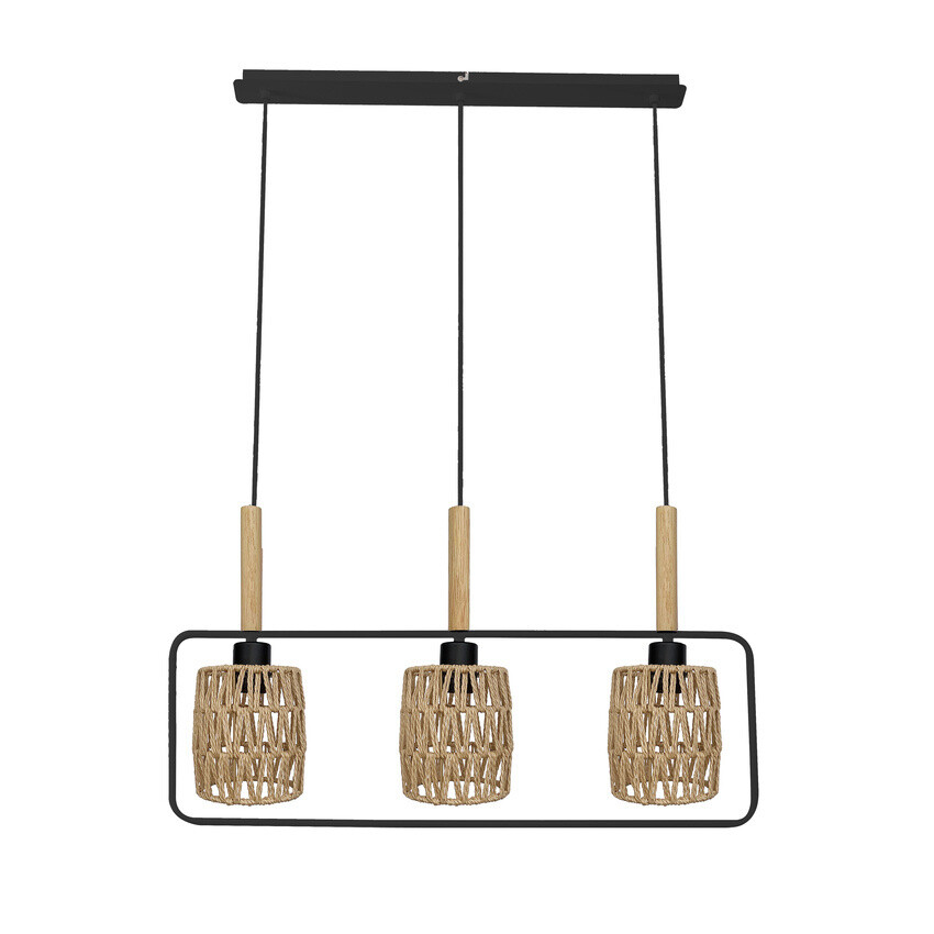 Závesná lampa Crown, čierna, 3x40W, E27, béžové tienidlo