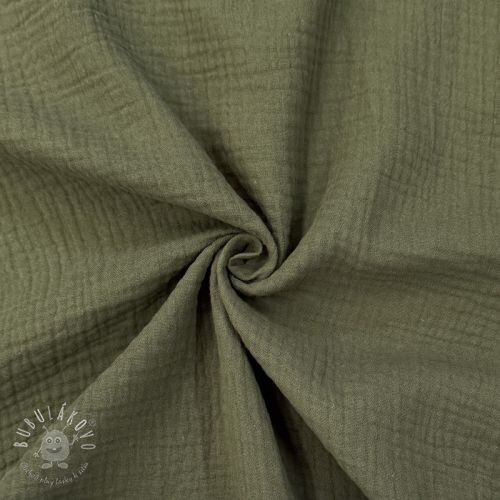 Dvojitá gázovina/mušelín dark moss green ORGANIC