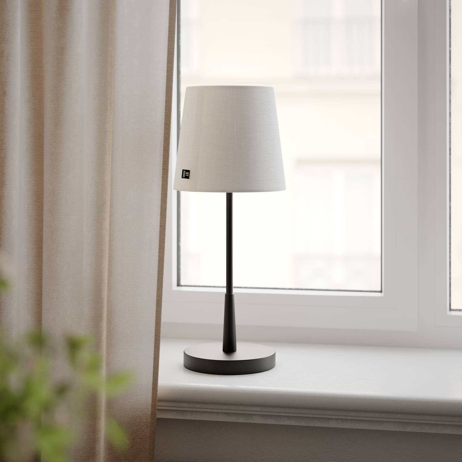 Stolová lampa By Rydens Lumi, 49 cm, čierna/biela, textil