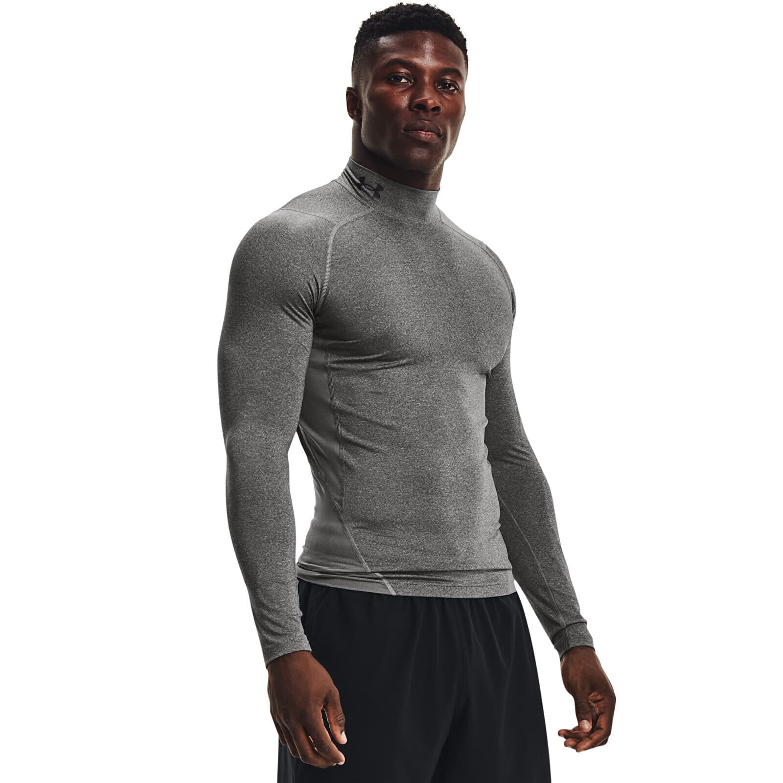 Tričko Under Armour Hg Armour Comp Mock LS Carbon Heather/ Black M