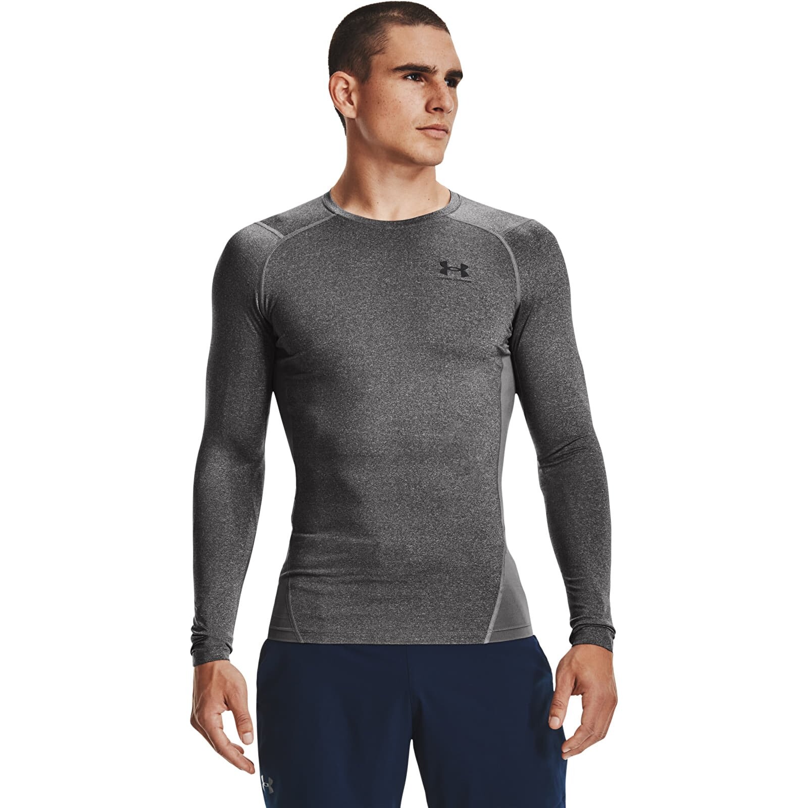 Tričko Under Armour Hg Armour Comp LS Carbon Heather/ Black M