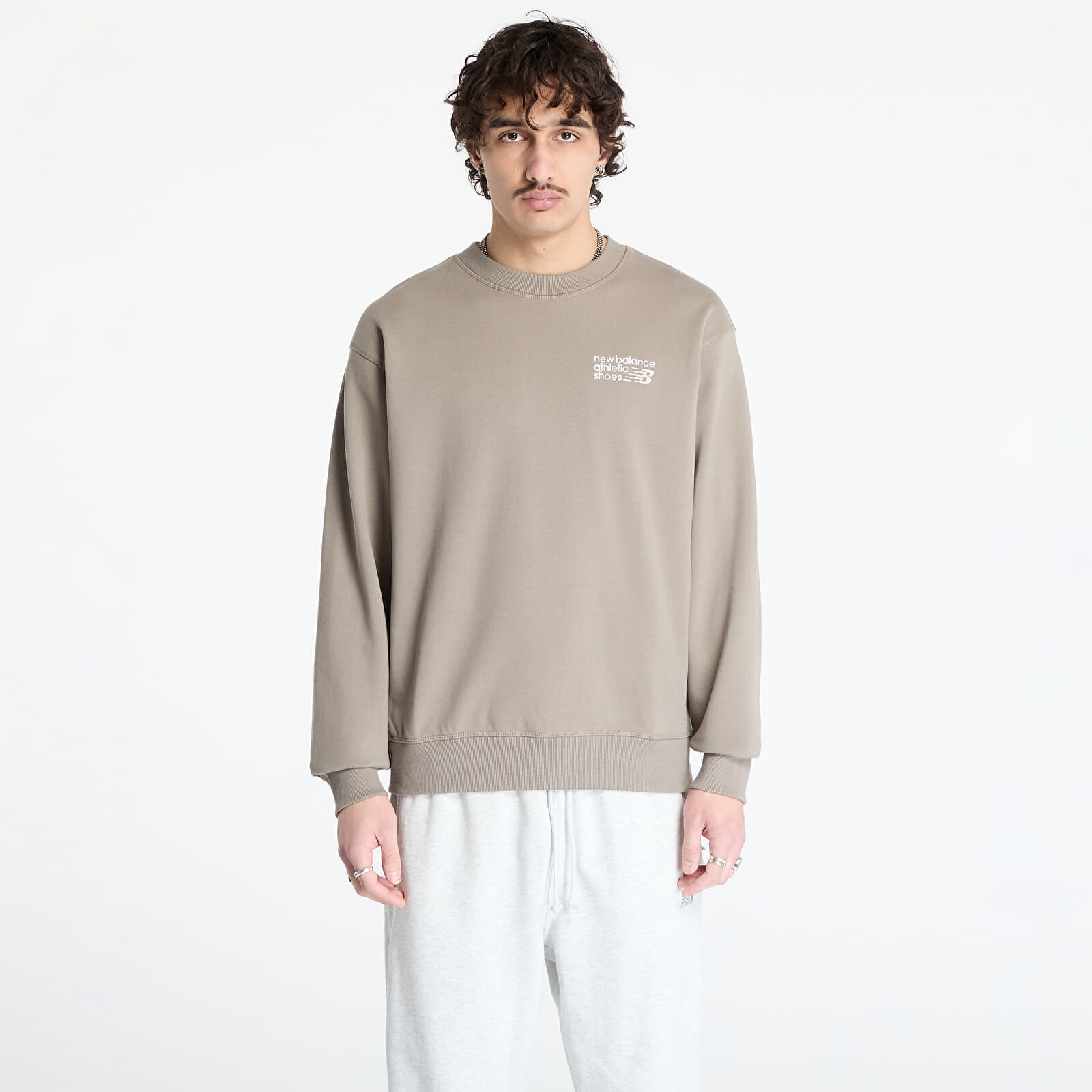 Mikina New Balance Athletics Premium Logo Crew Sweatshirt Grey L