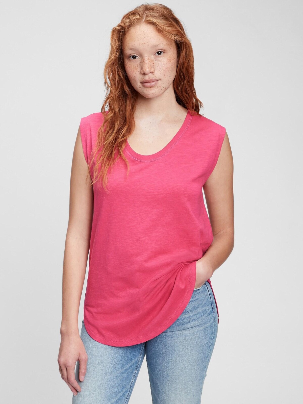 GAP Ružové dámske tričko muscle tunic