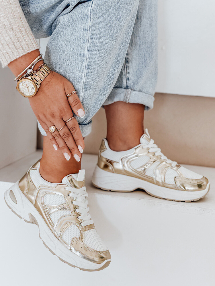 Sneakersy damskie na płaskiej podeszwie GLISSWALK beżowe Dstreet ZY0616