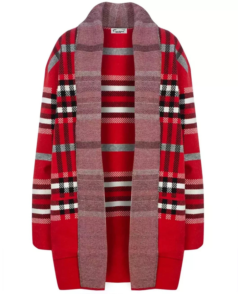 Pri WARM Sweater. Checkered cardigan overlay
