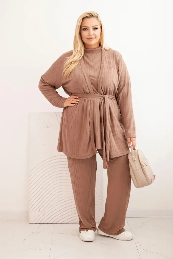 Kesi Dámsky komplet Plus Size 3-dielny fango