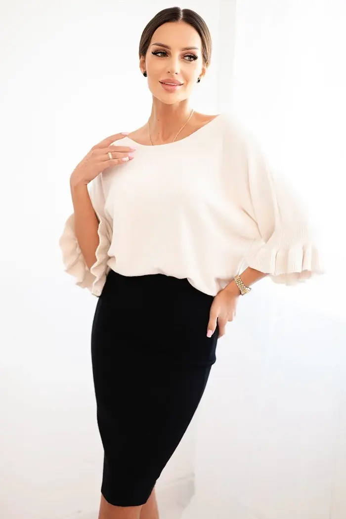 Kesi Włoski Dámska viskózová sukňa z elastického úpletu čierna