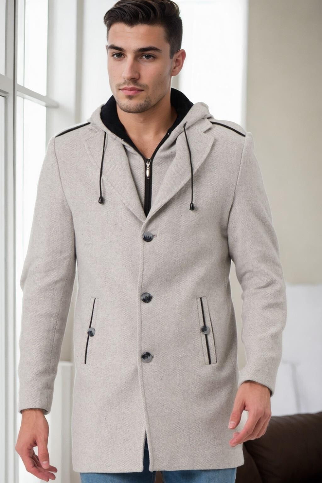 PLT9406 DEWBERRY MEN'S COAT-PRINT BEIGE