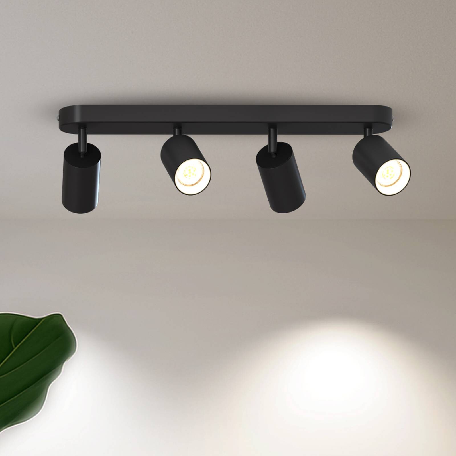 Calex GU10 stropné bodové svetlá, čierny, dĺžka 49 cm, 4-pl., kovový