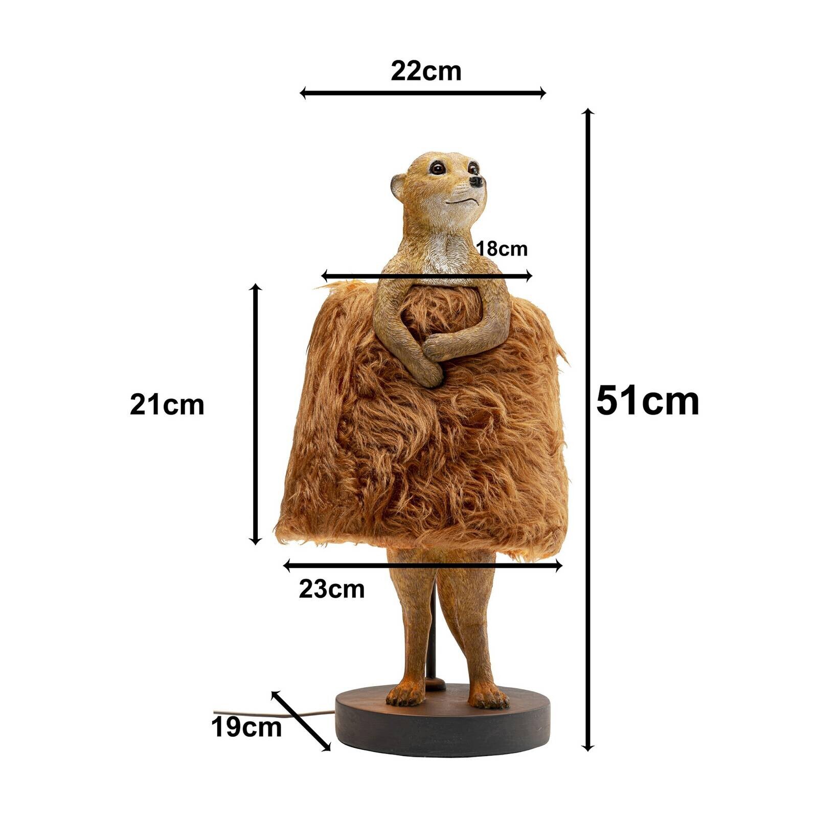 Kare stolová lampa Animal Meerkat Fur, hnedá, 51 cm, E14