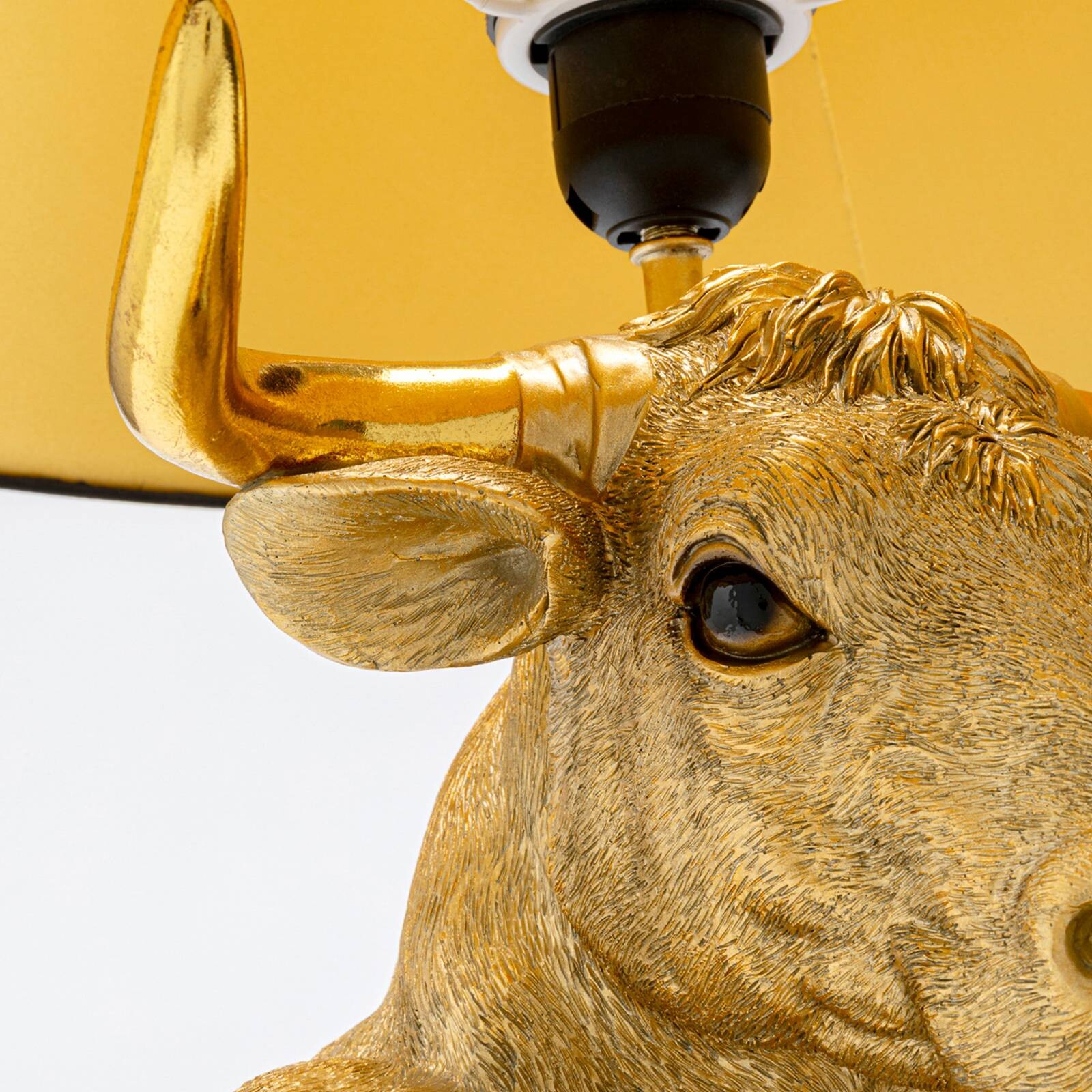 Kare stolová lampa Boxer Bull, čierna/zlatá, 53 cm, E27