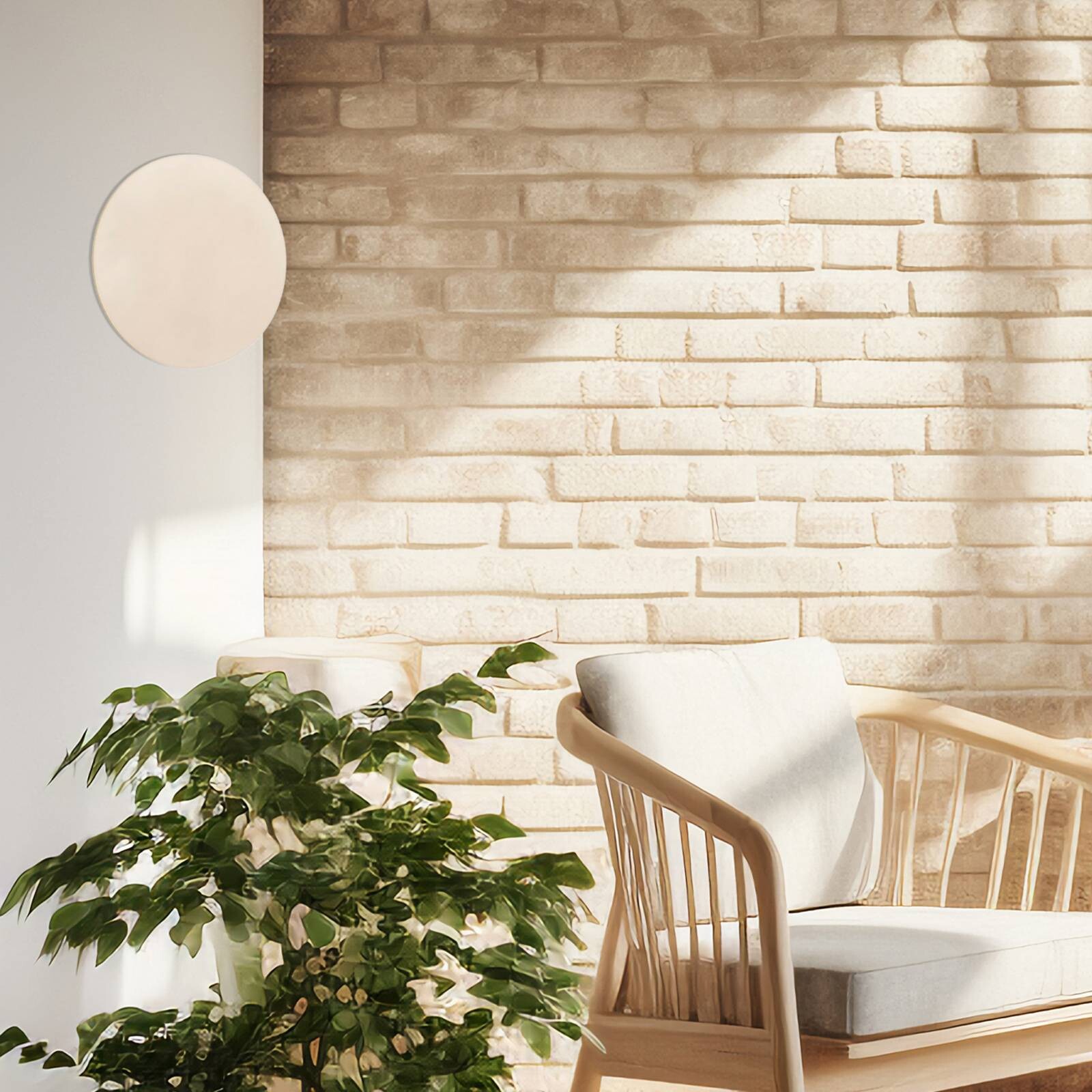 LED nástenné svetlo Orios Plus, piesková farba, kov, Ø 30 cm