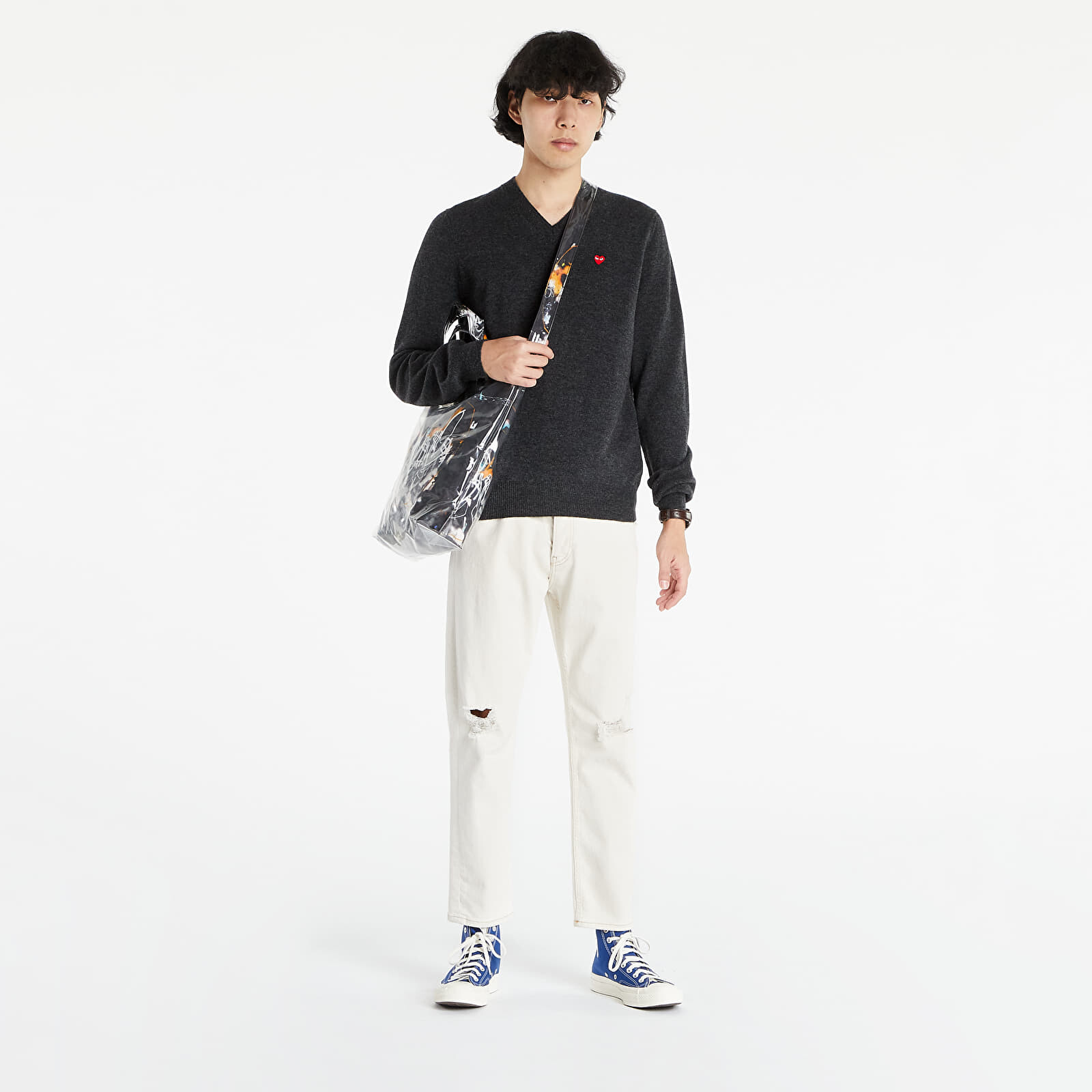 Mikina Comme des Garçons PLAY Pullover Knit Charcoal XL