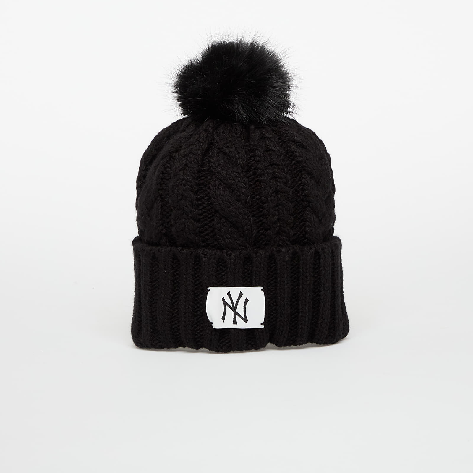 Čiapka New Era Knit Medium Wmns MLB Cable Wide Beanie New York Yankees Black Universal