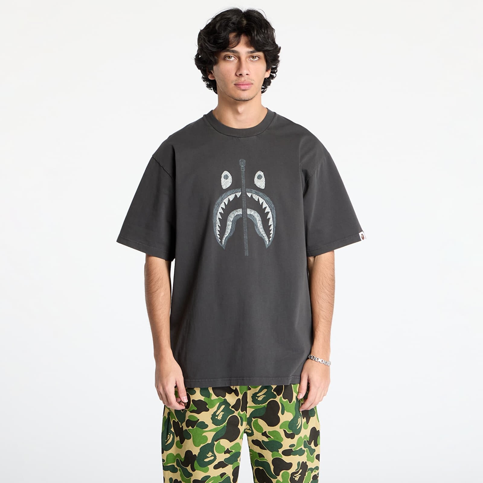 Tričko A BATHING APE Garment Dye Shark Relaxed Fit Tee Black XXL