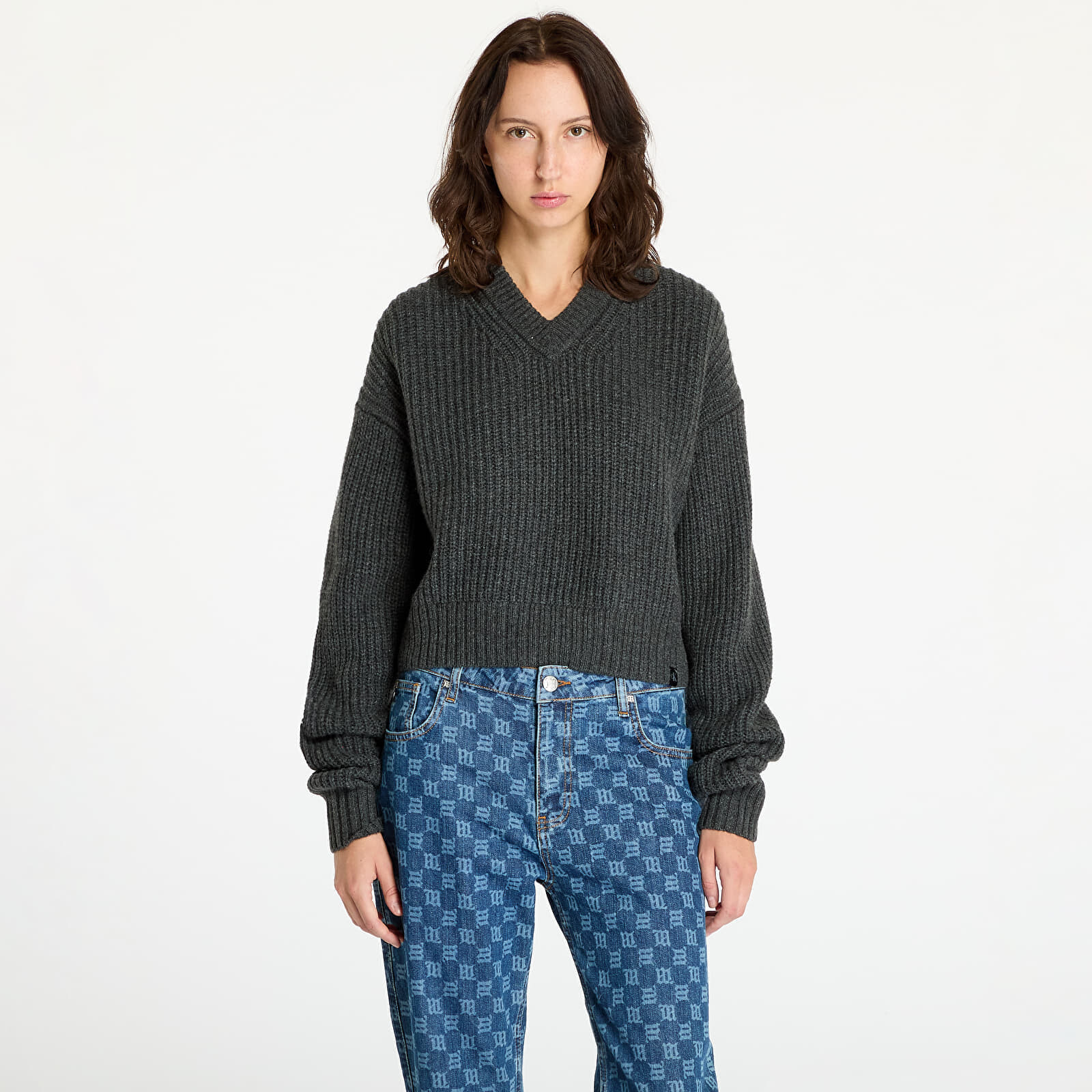 Sveter Calvin Klein Jeans Chunky V-Neck Sweater Gray M