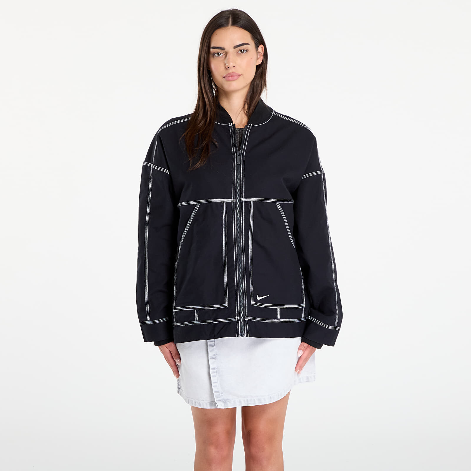 Bunda Nike Sportswear Women's Oversized Graphic Cargo Jacket Black/ Summit White M