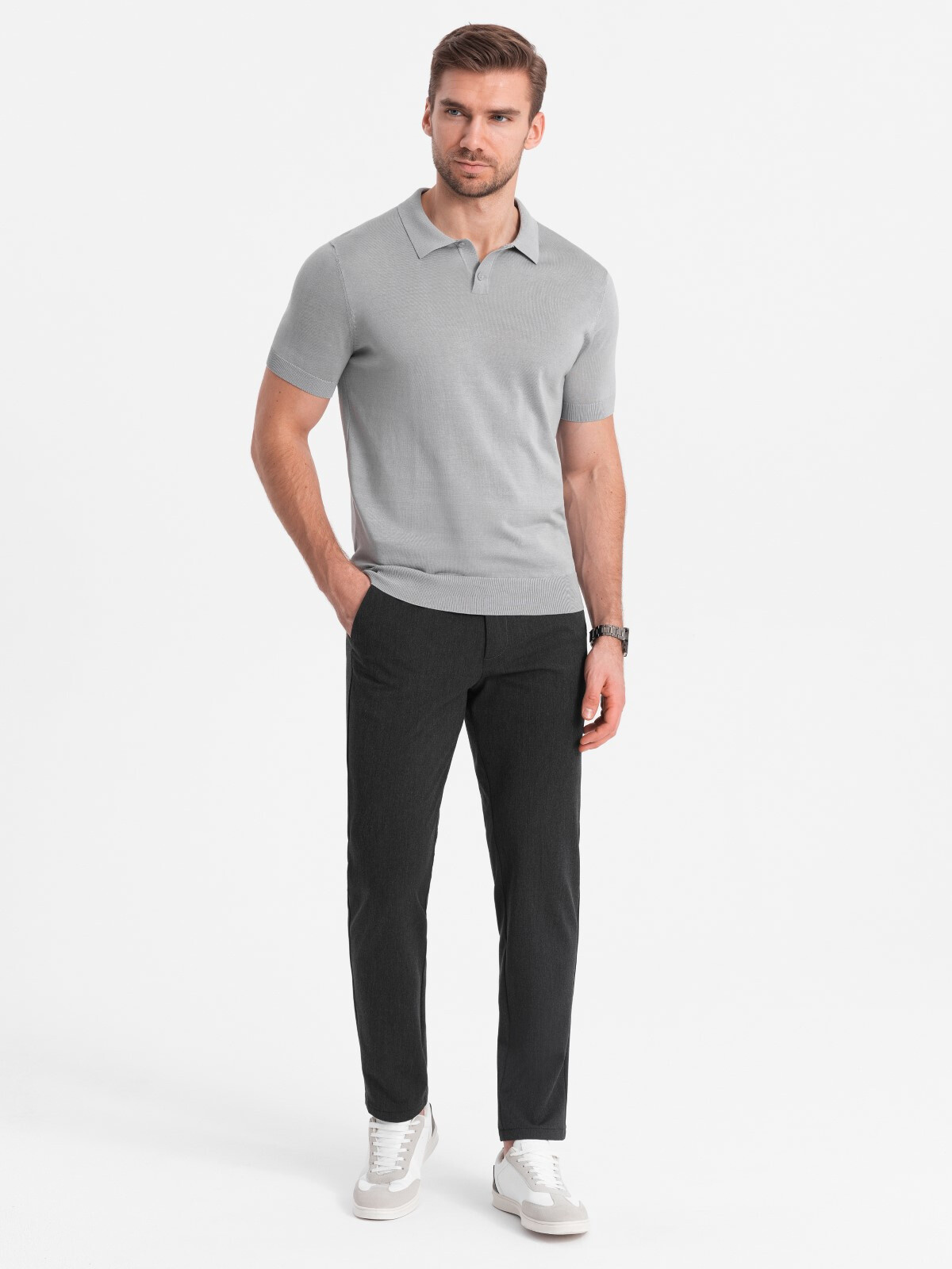 Ombre Elegant men's SLIM FIT chino pants - graphite