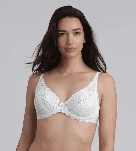 PLAYTEX FLOWER ELEGANCE RCS UNDERWIRE BRA - Dámska čipkovaná podprsenka s kosticou - biela