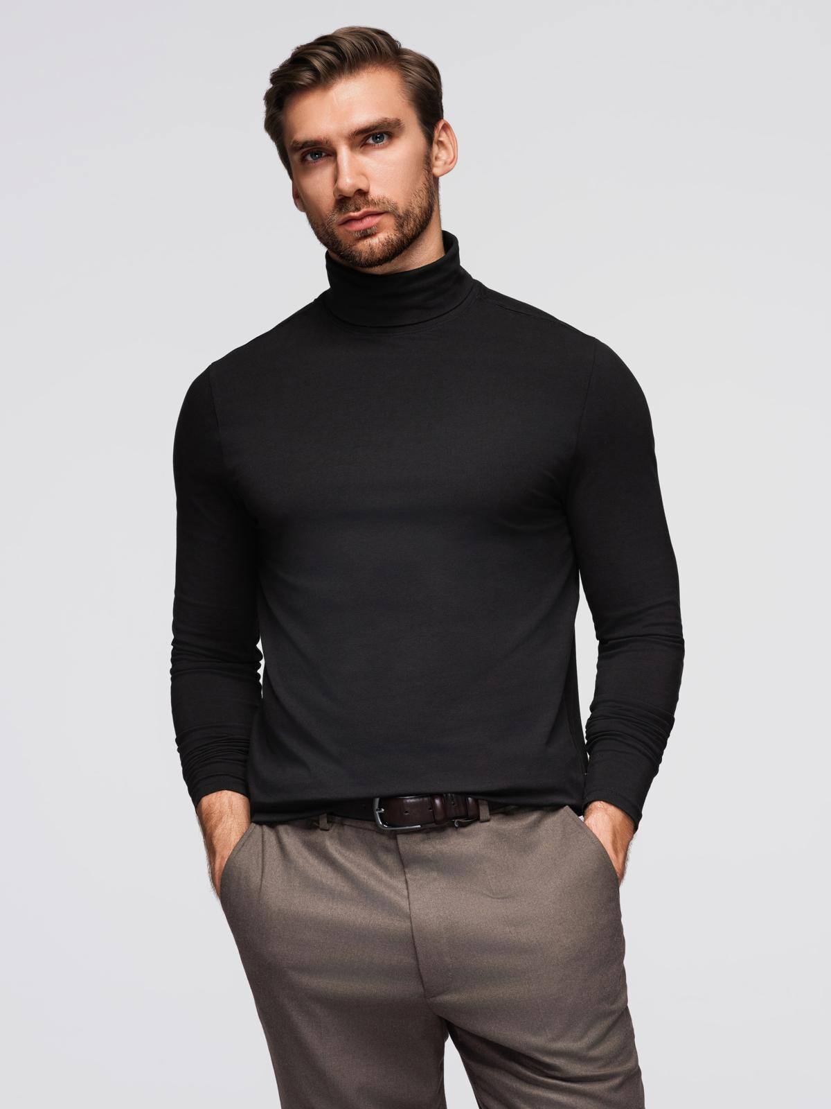 Pánsky čierny rolák s dlhým rukávom