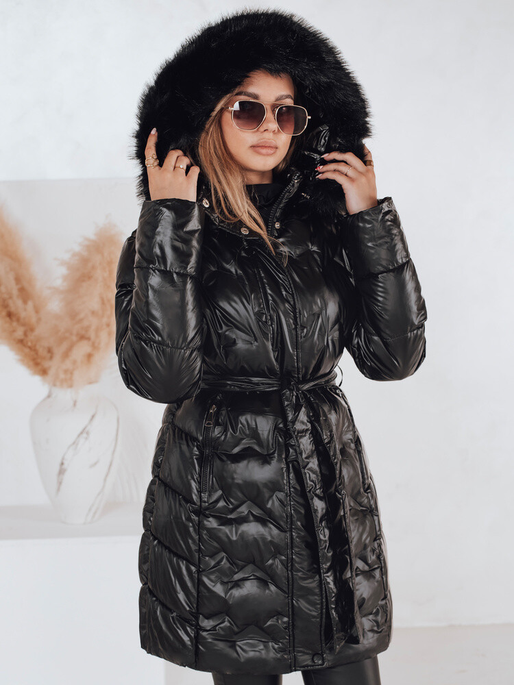 Kurtka zimowa damska CASSERIE pikowana z kapturem czarna Dstreet