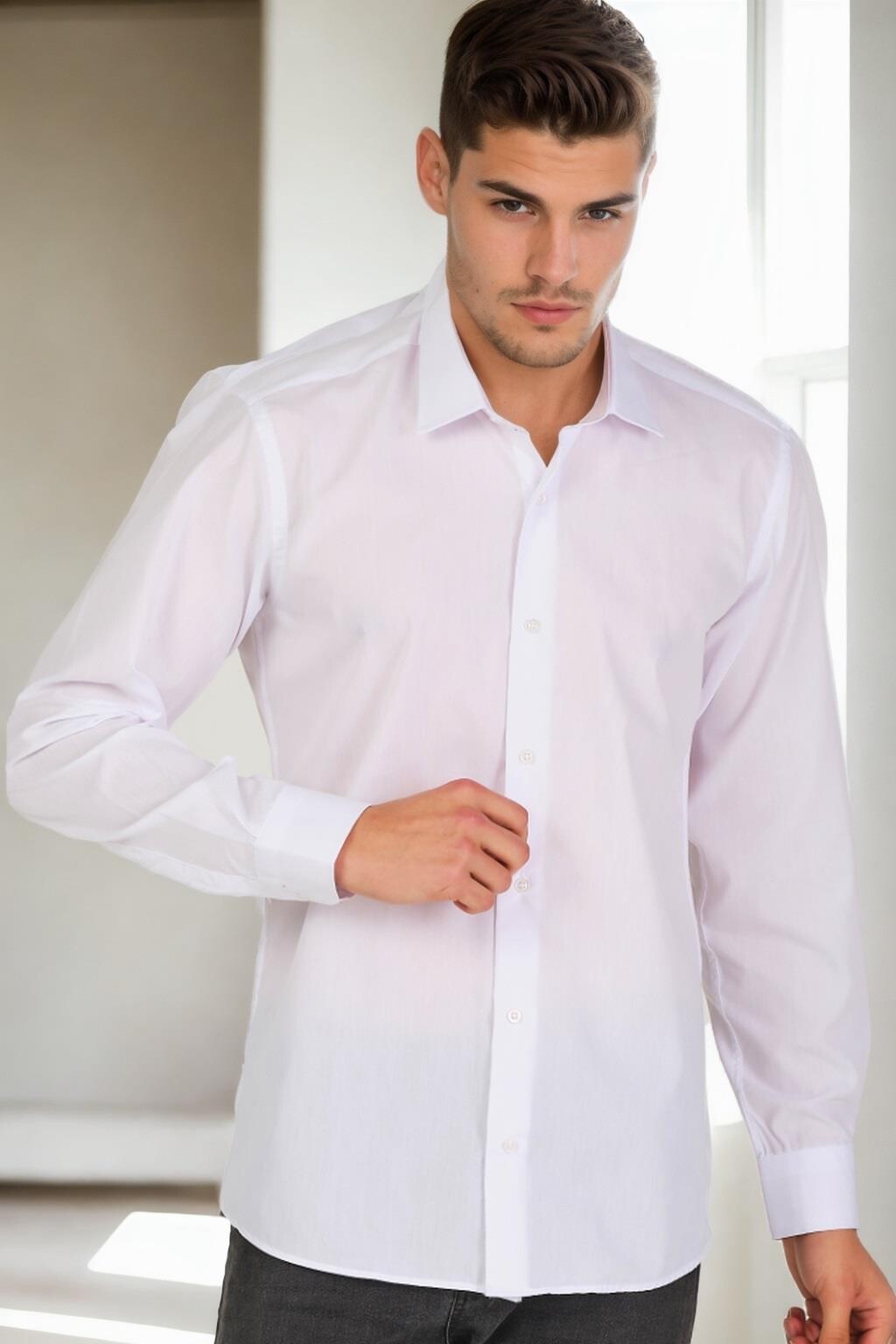 G926 DEWBERRY MEN'S SHIRT-WHITE