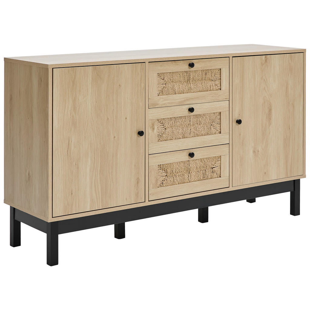 MID.YOU ŠIROKÁ KOMODA, borovica, prírodná farba, čierna, 140/80/39 cm