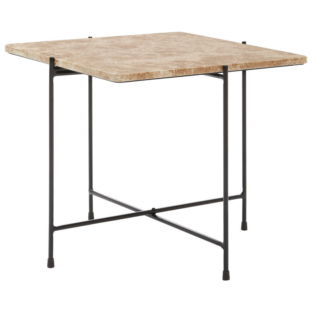 Livetastic KONFERENČNÝ STOLÍK, hnedá, čierna, kov, kameň, 50/50/45 cm