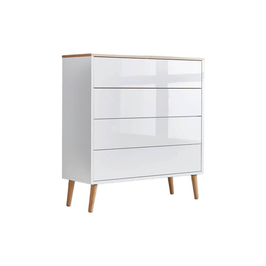 MID.YOU KOMODA, biela, farba duba, biela s vysokým leskom, 79/86/33 cm