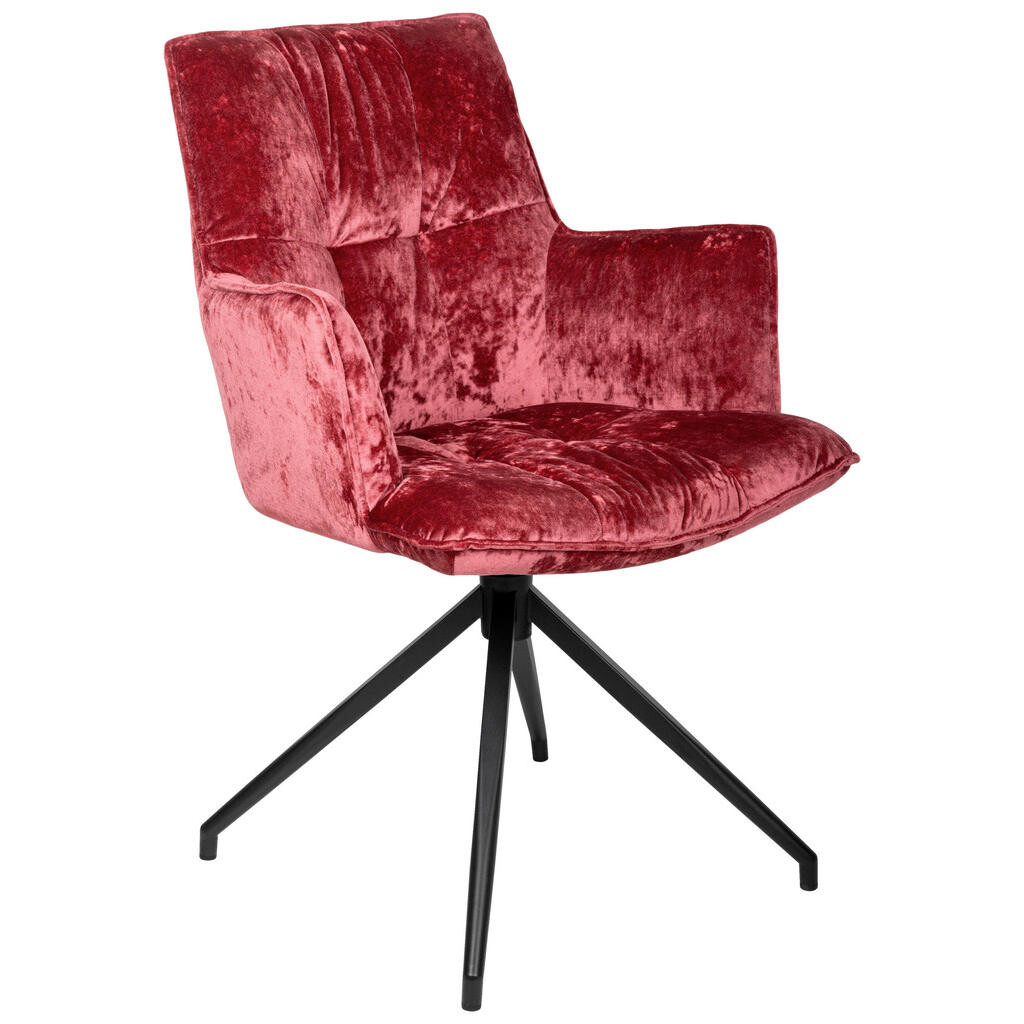 Novel STOLIČKA S PODRÚČKAMI, železo, zamat, čierna, bobuľová