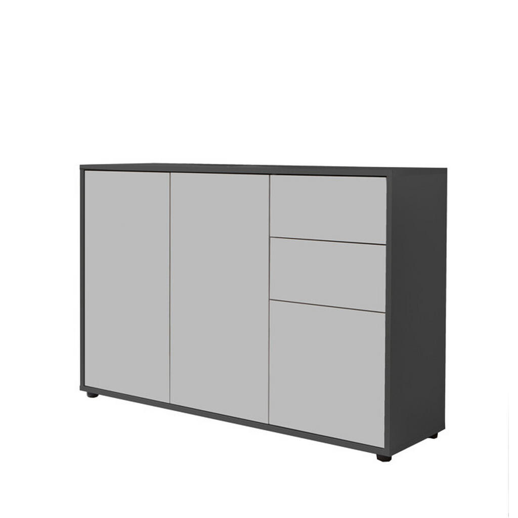 MID.YOU KOMODA, antracitová, biela, 105,5/73/33 cm