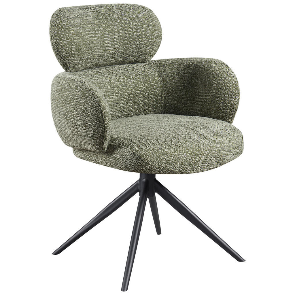 Novel STOLIČKA S PODRÚČKAMI, železo, tkaná textília, svetlozelená