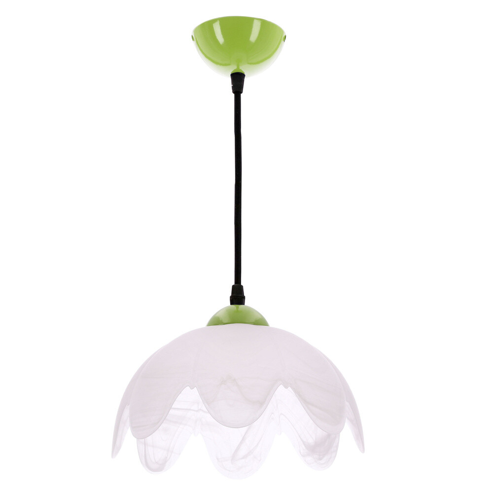 Závesná lampa COLORI, pistáciová kovová, 1x60W E27, biele tienidlo, moderná stropná lampa, pôsobivý dizajn do obývačky, kuchyne
