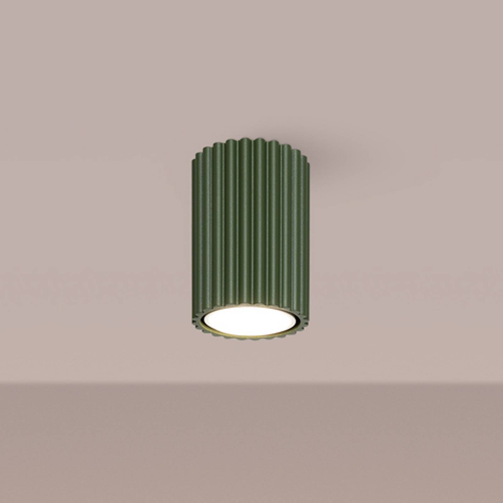 Stropné svietidlo ALORA, olivovo zelené, Ø 7 cm, kov, GU10