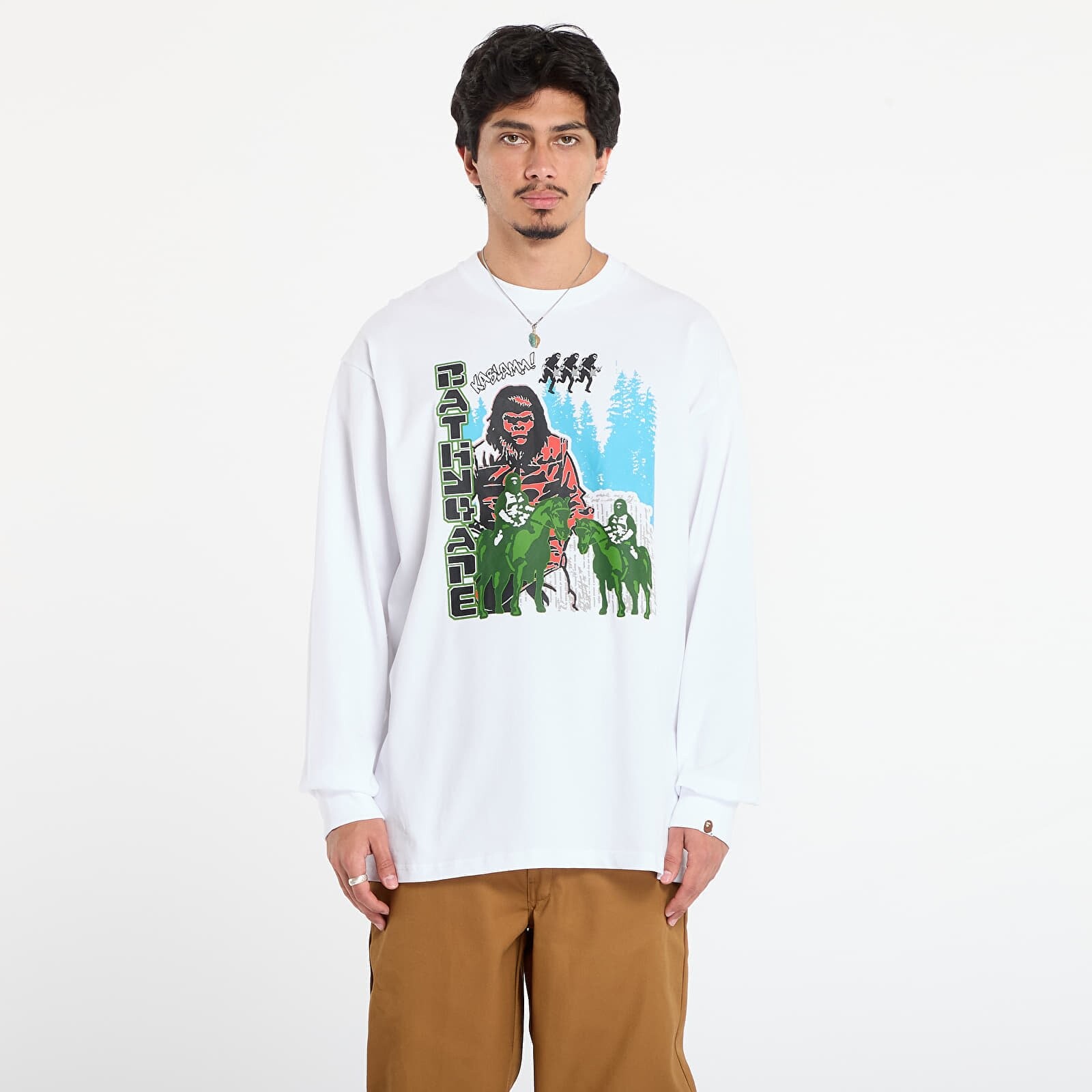Tričko A BATHING APE Bape Graphic Relaxed Fit Ls Tee White S