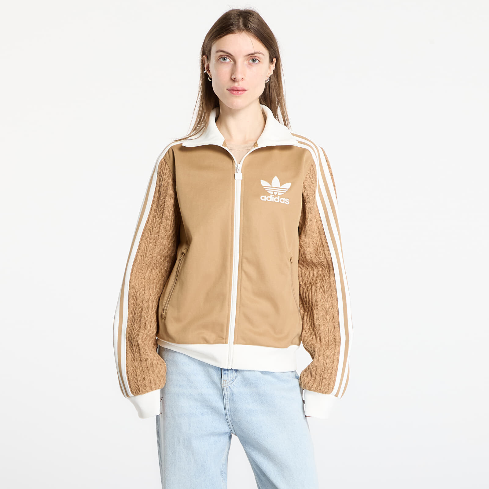 Mikina adidas Knit Classic Track Top Cardboard XS