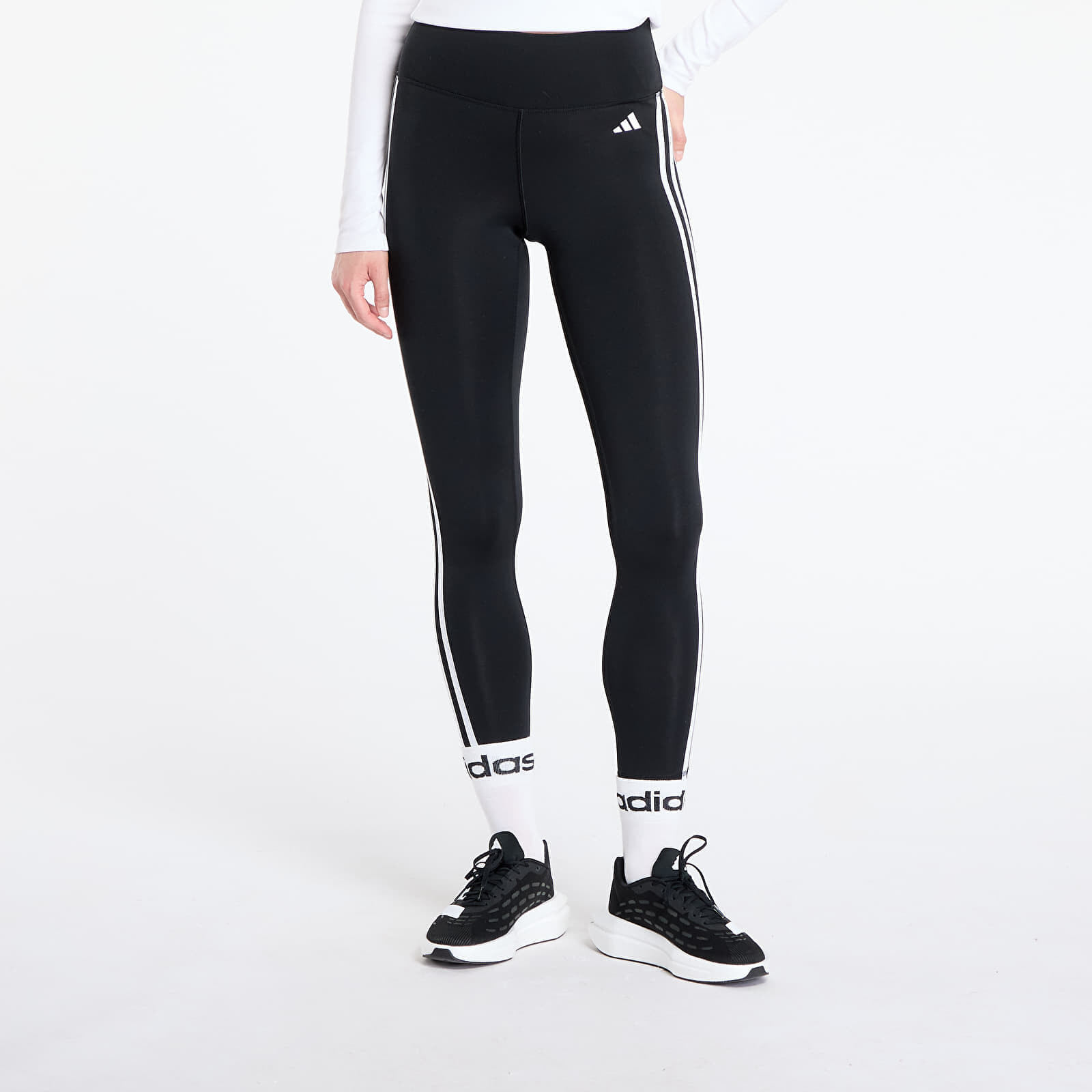 Legíny adidas Train Essentials 3-Stripes High-Waisted 7/8 Leggings Black/ Cream White/ Gum 3 L