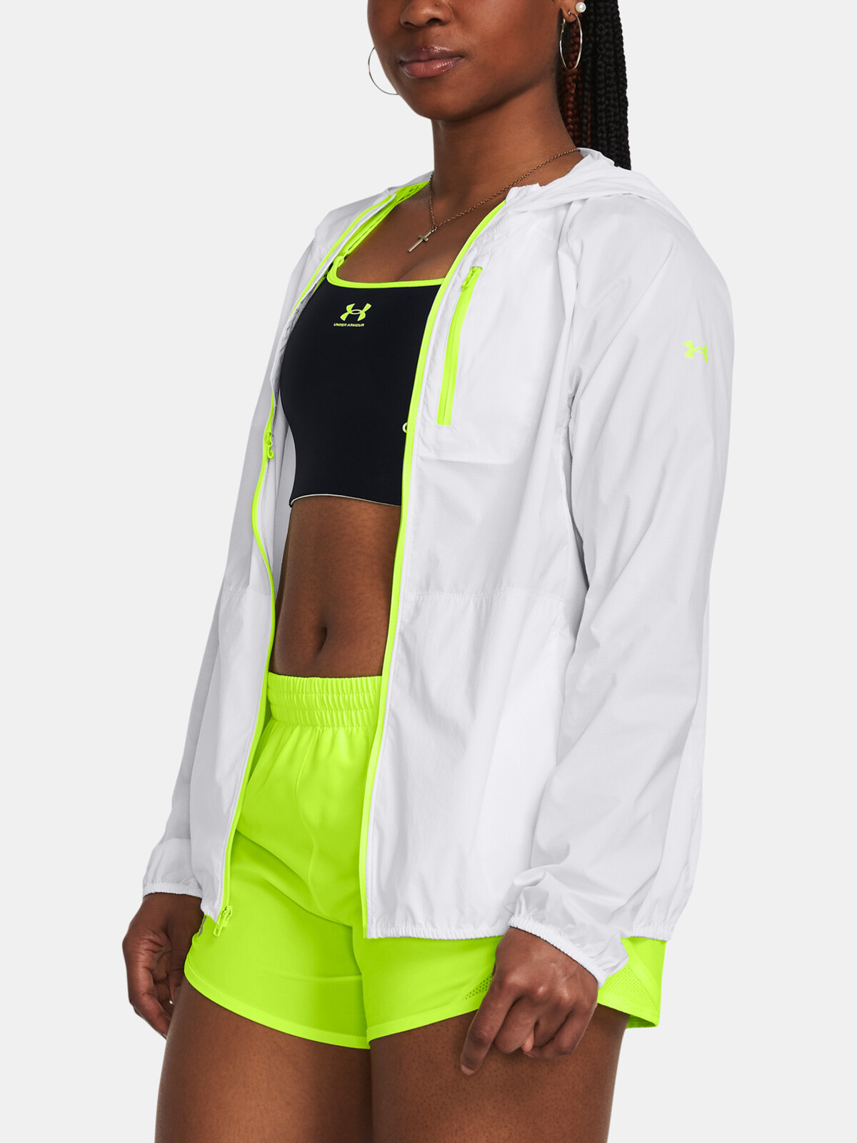 Biela športová bunda Under Armour LAUNCH LIGHTWEIGHT JKT