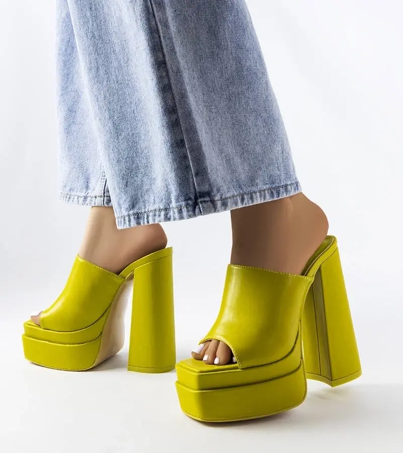 marka niezdefiniowana Zelené žabky na vysokom podpätku Mercure