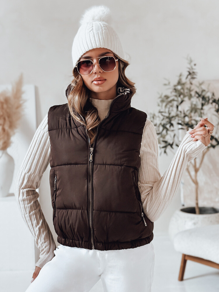 Kamizelka damska pikowana URBANELLE brązowa Dstreet