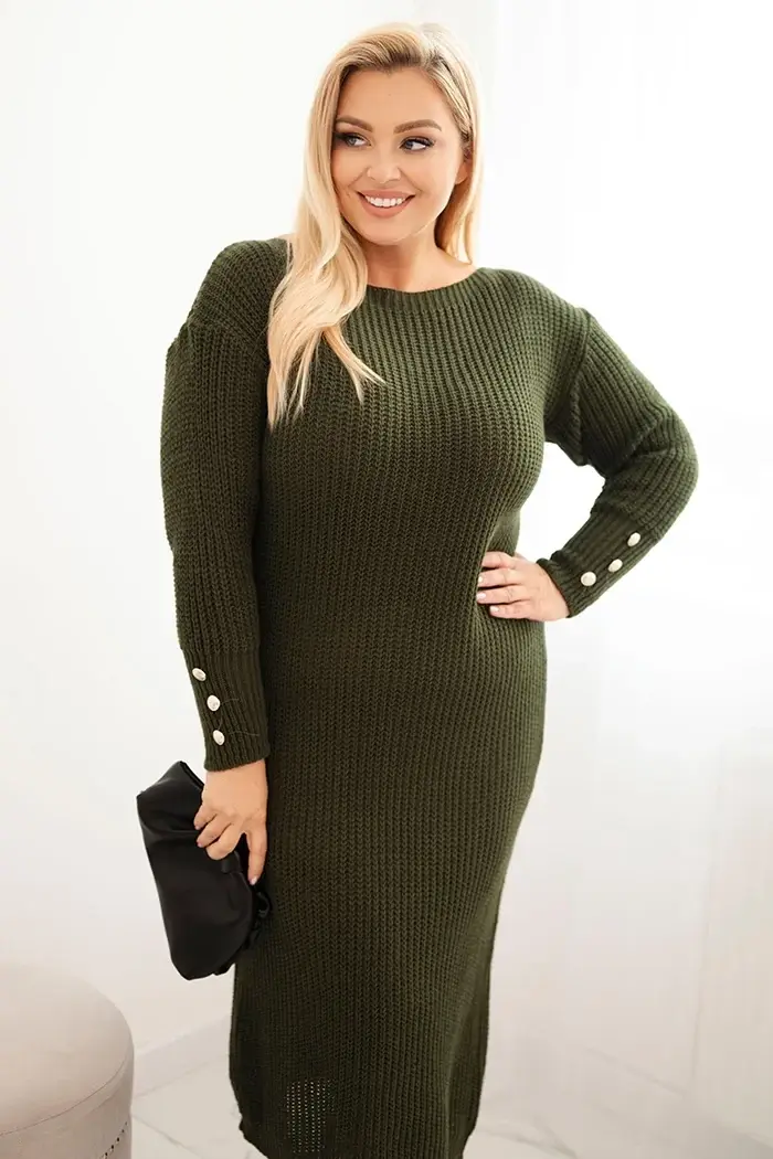 Kesi Włoski Sukňa svetrova dámska Plus Size s moherom khaki