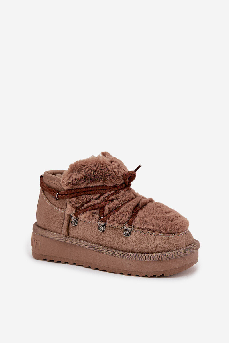 Nízke Snehové Topánky Na Platforme S Kožušinou D.Franklin Hnedé
