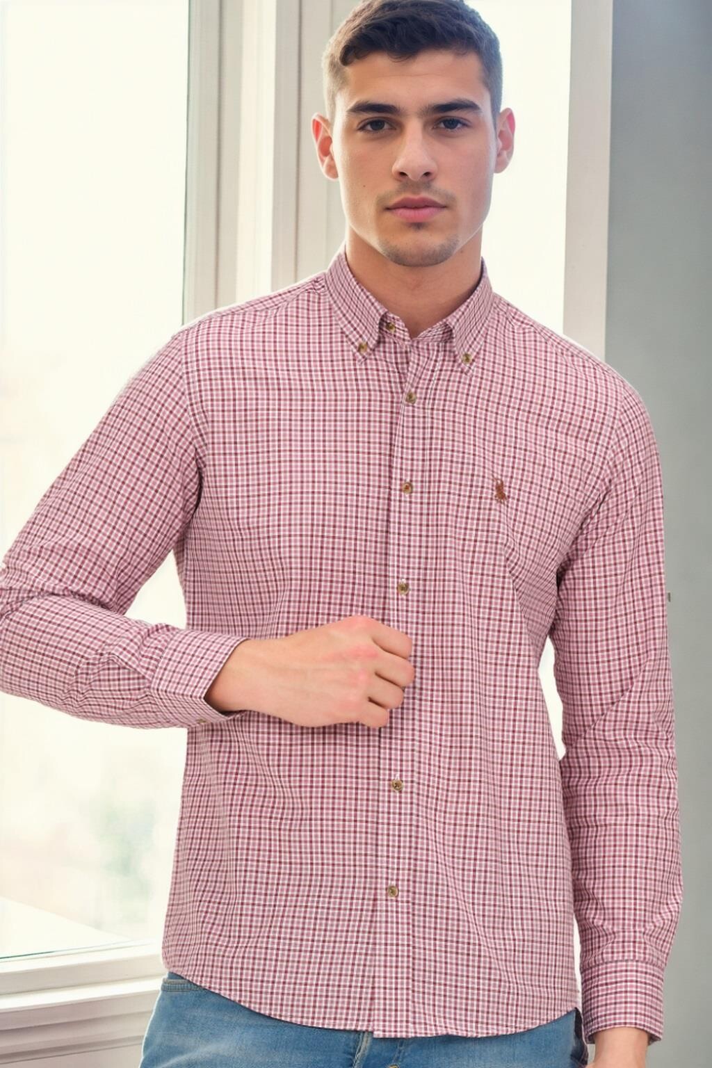 G874 DEWBERRY MEN'S SHIRT-BURGUNDY