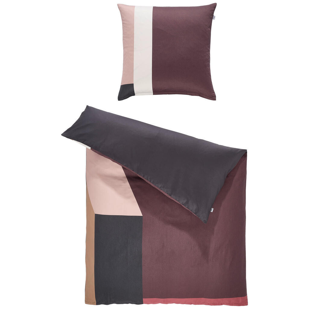 Schöner Wohnen OBOJSTRANNÁ POSTEĽNÁ BIELIZEŇ, satén, antracitová, krémová, svetloružová, červenohnedá, 135/200 cm