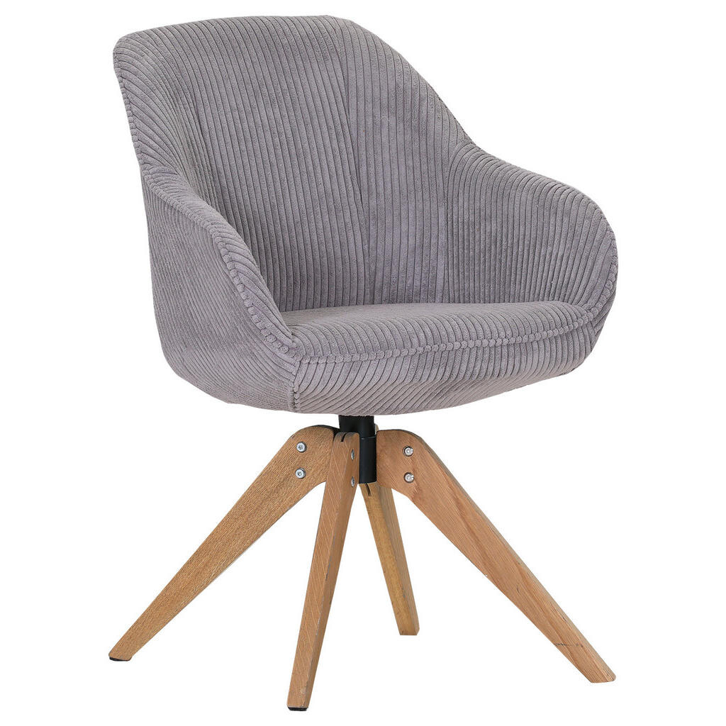 Ambia Home STOLIČKA S PODRÚČKAMI, kord, svetlosivá