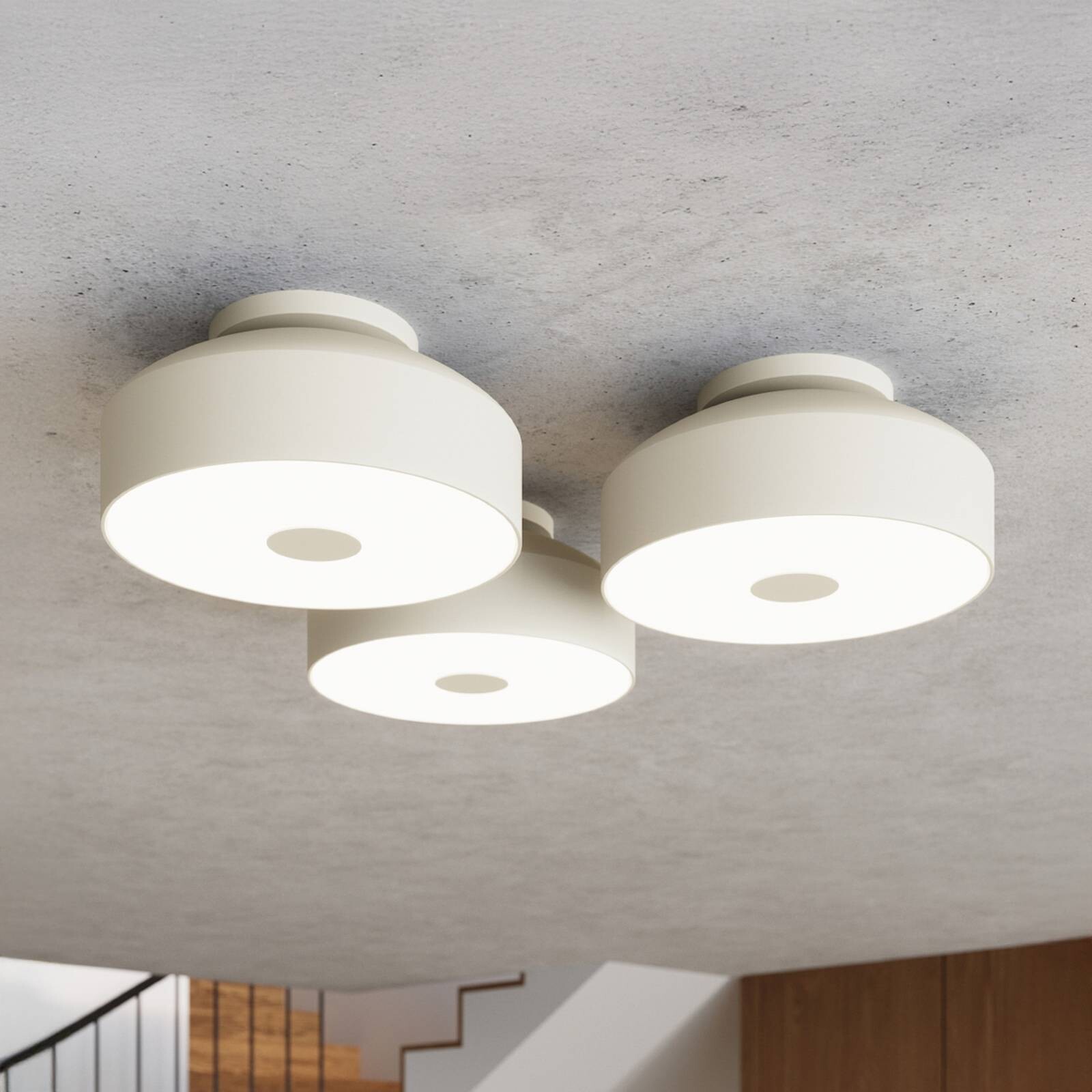 Stropné svietidlo CLARO, béžové, Ø 30 cm, kov, 4 x E27