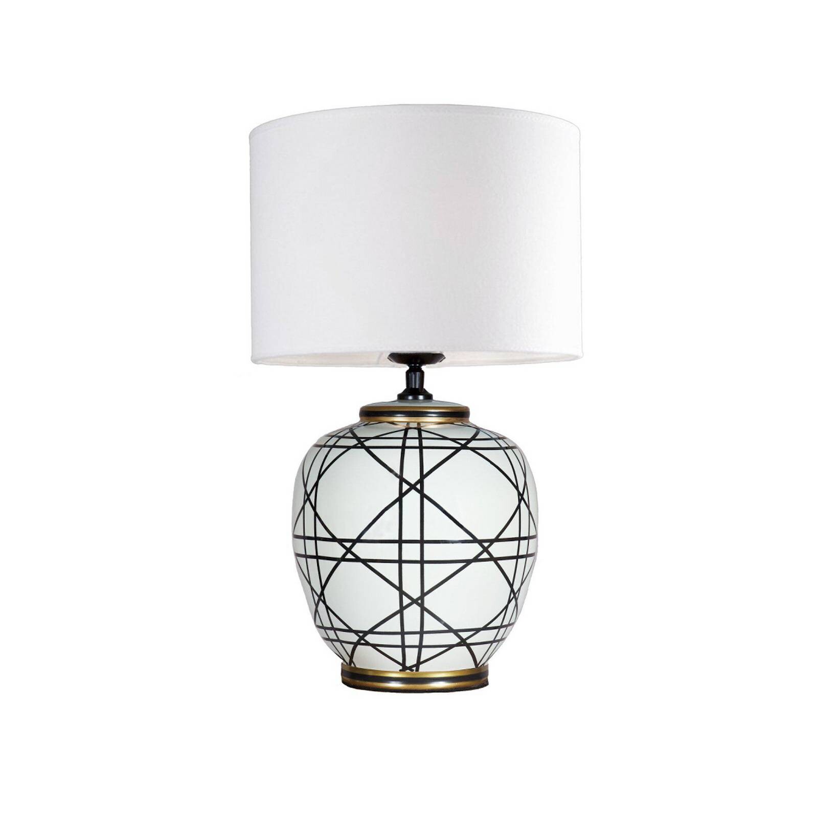 PR Home stolová lampa New York, biela, výška 61 cm, keramika
